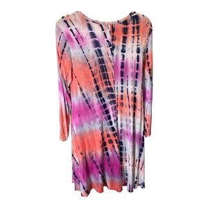 Little Wonder Tie dye Purple and Black Flowy Bohemian Hippie Dress size L.